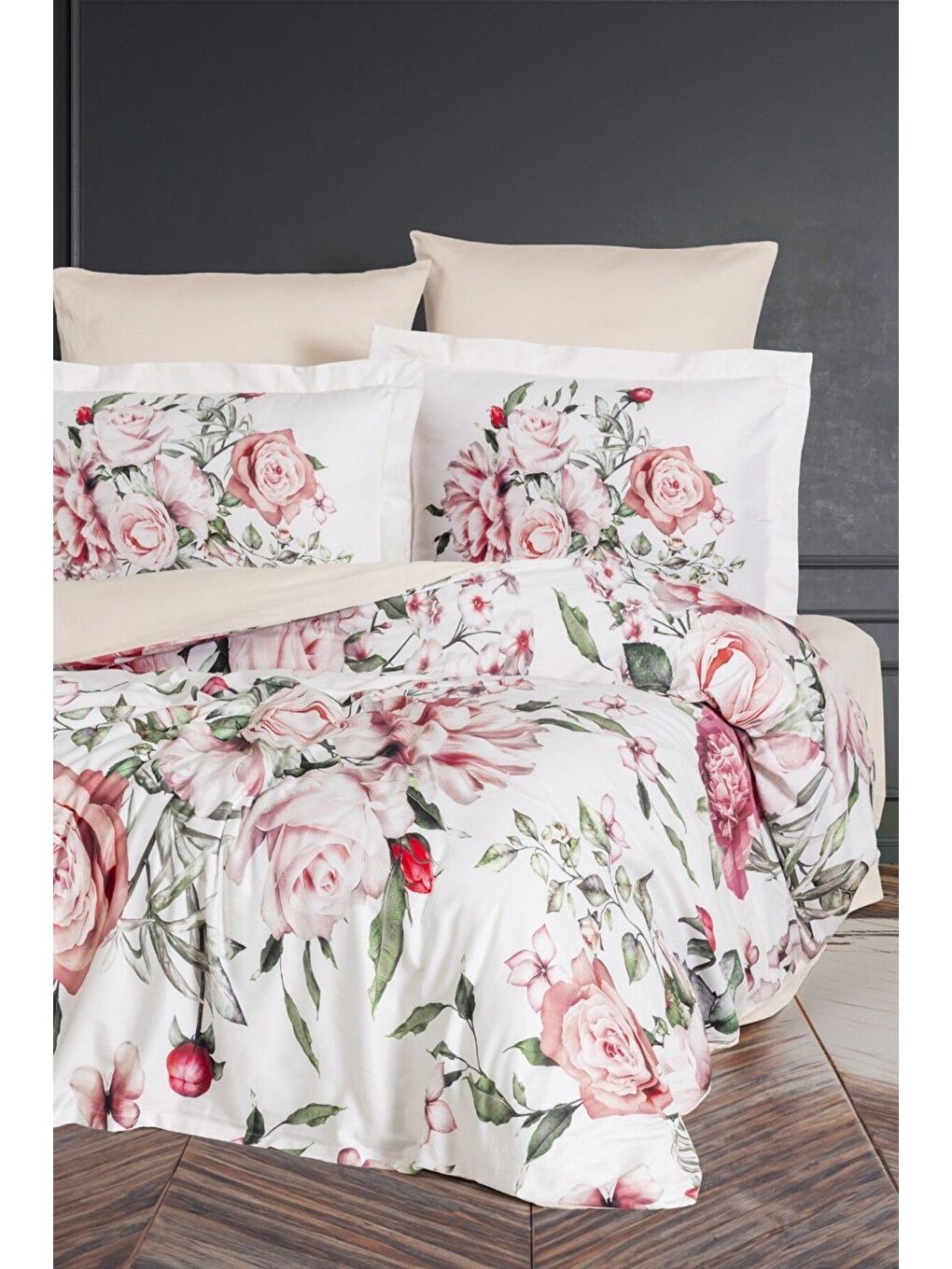 Karışık Çift Kişilik Bambu Saten Nevresim Takımı Vıntage-1