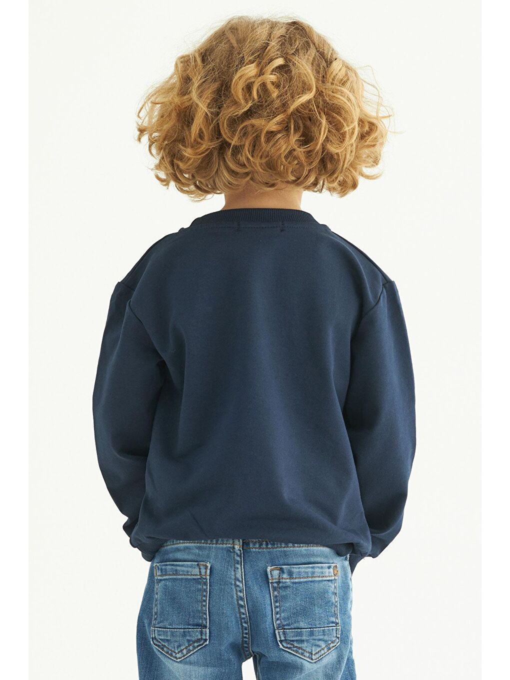 Lacivert Bisiklet Yaka Weekend Feel Baskılı Erkek Çocuk Sweatshirt-4