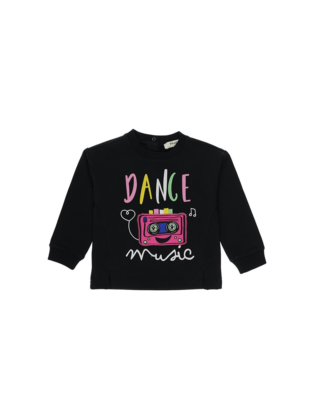 Panço Siyah Kız Çocuk  3 Boyutlu Kaset Baskılı Sweatshirt