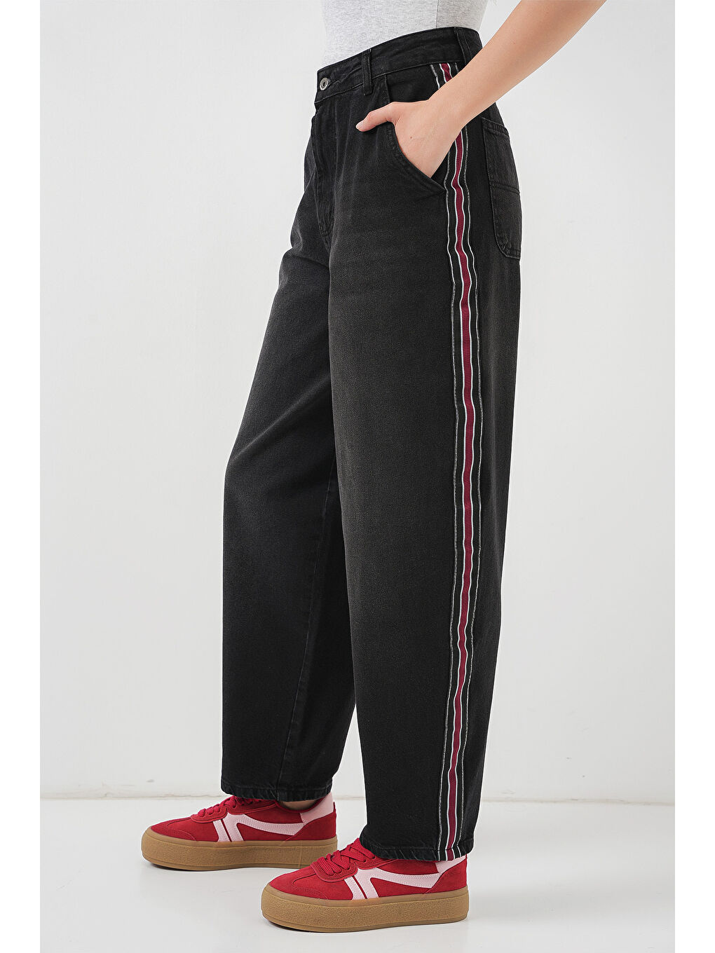 Kadın Baggy Jean Pantolon 6700   Siyah-1