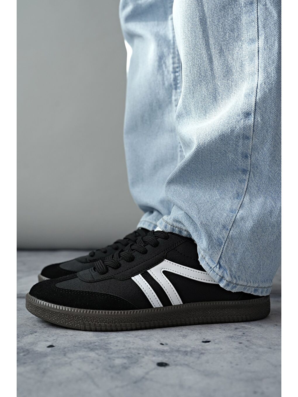 Muggo Siyah GARCİA Unisex Ortopedik Günlük Bağcıklı Yürüyüş Koşu Sneaker Spor Ayakkabı - 1