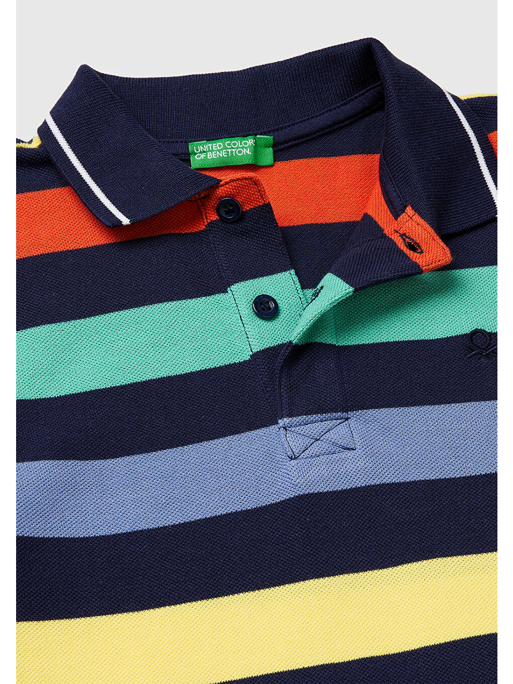 Karışık Erkek Çocuk Koyu Mix Çizgili Logo Nakışlı Polo Yaka Çocuk T-Shirt-2