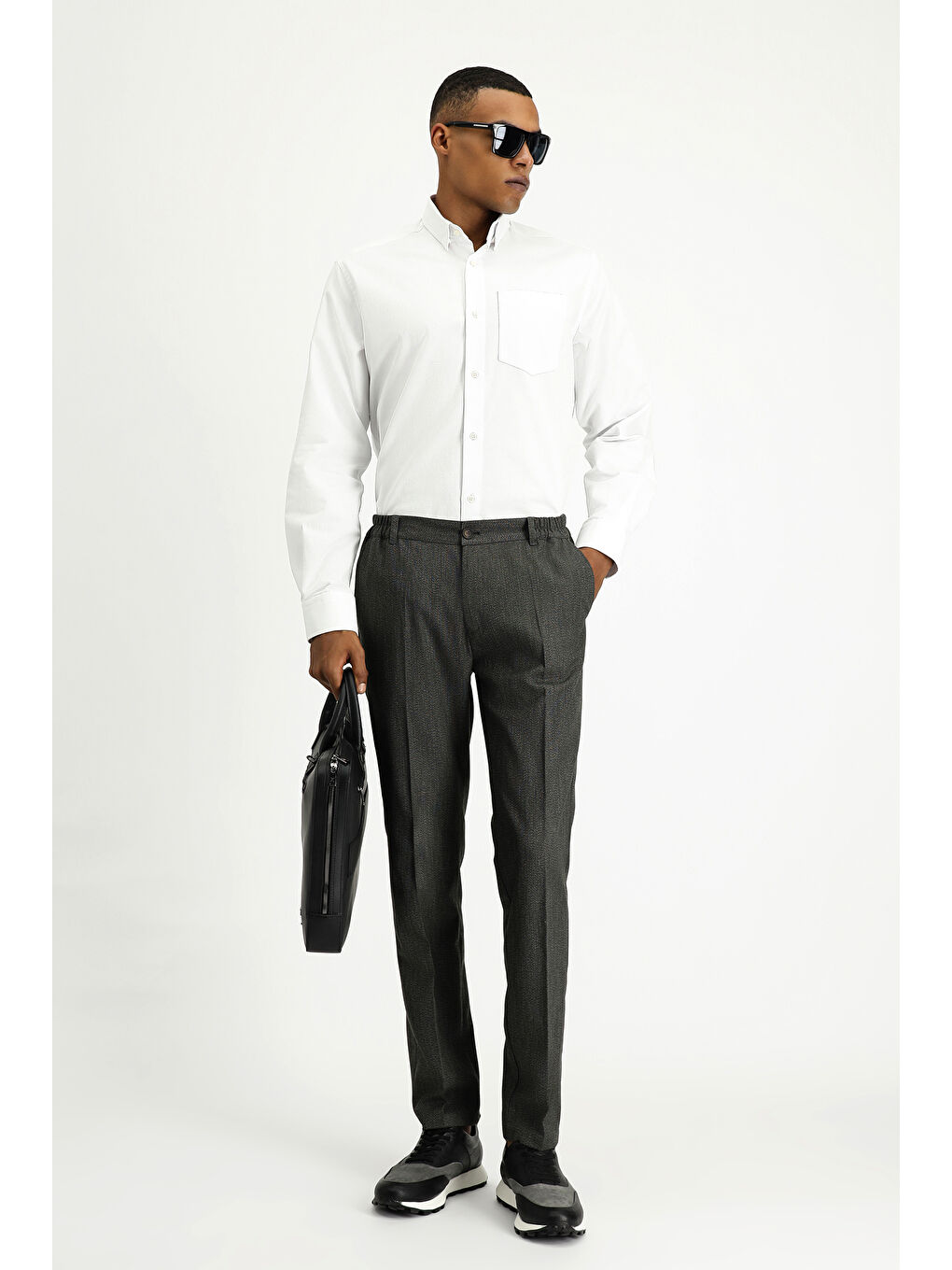 Beyaz Uzun Kol Regular Fit Desenli Pamuk %100 Pamuk Gömlek