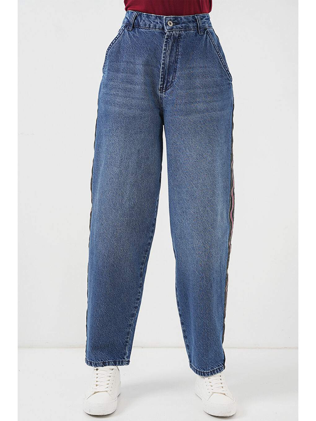 Kadın Baggy Jean Pantolon 6700   Lacivert-3
