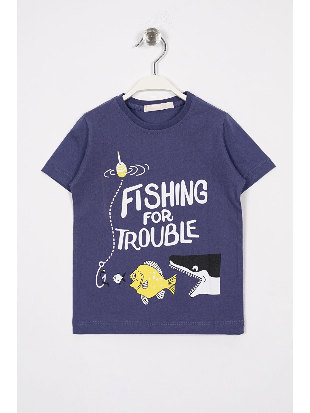 İndigo Bisiklet Yaka Born To Be Yazı Baskılı Erkek Çocuk Tişört