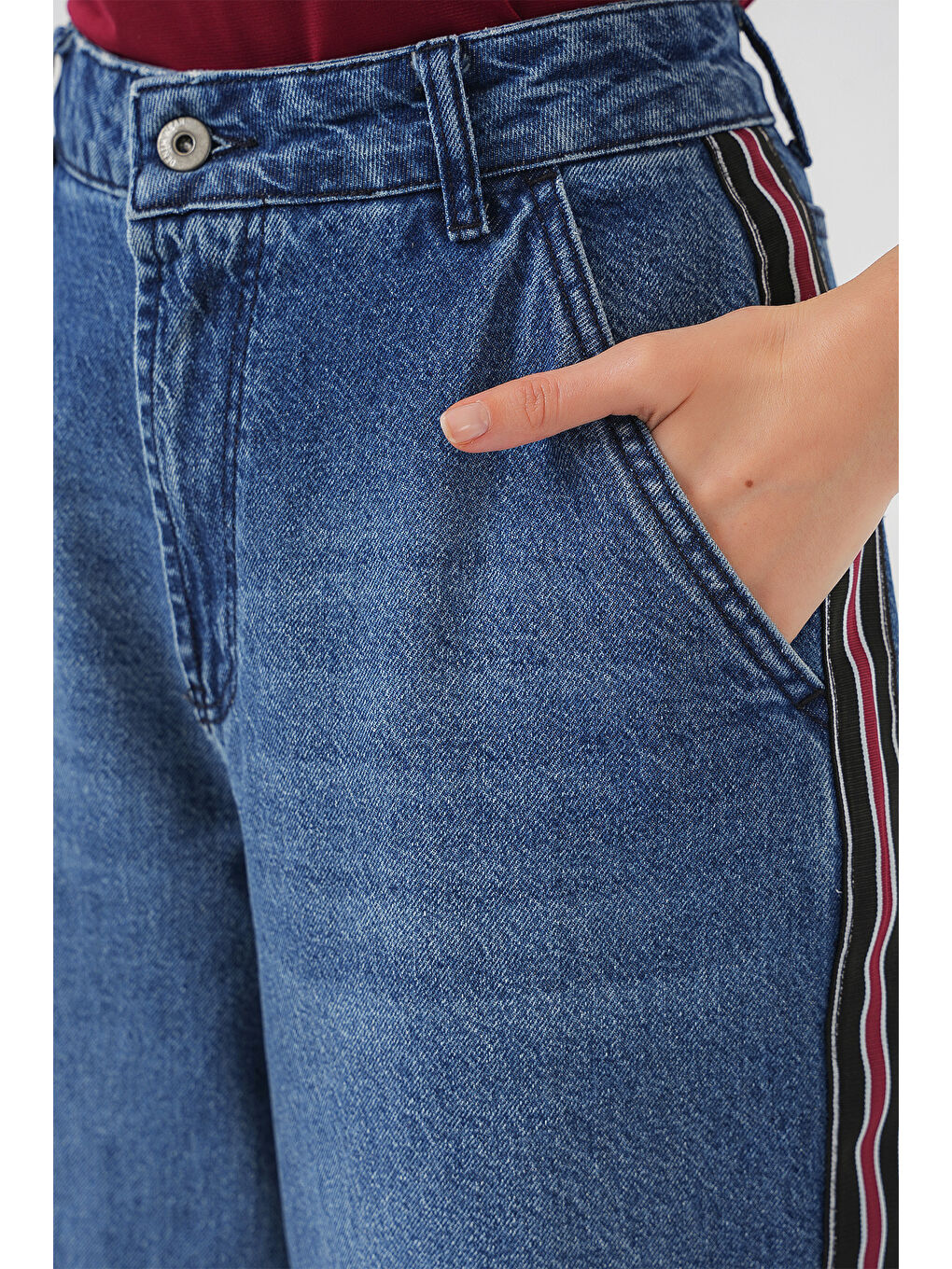 Kadın Baggy Jean Pantolon 6700   Lacivert-5