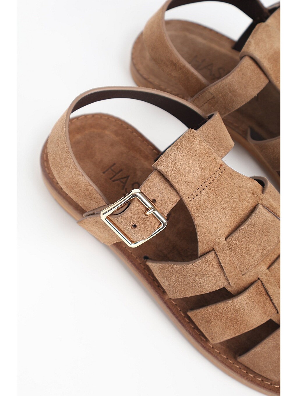 Kahverengi Taba Renk Kadın Deri Sandalet 262000-2
