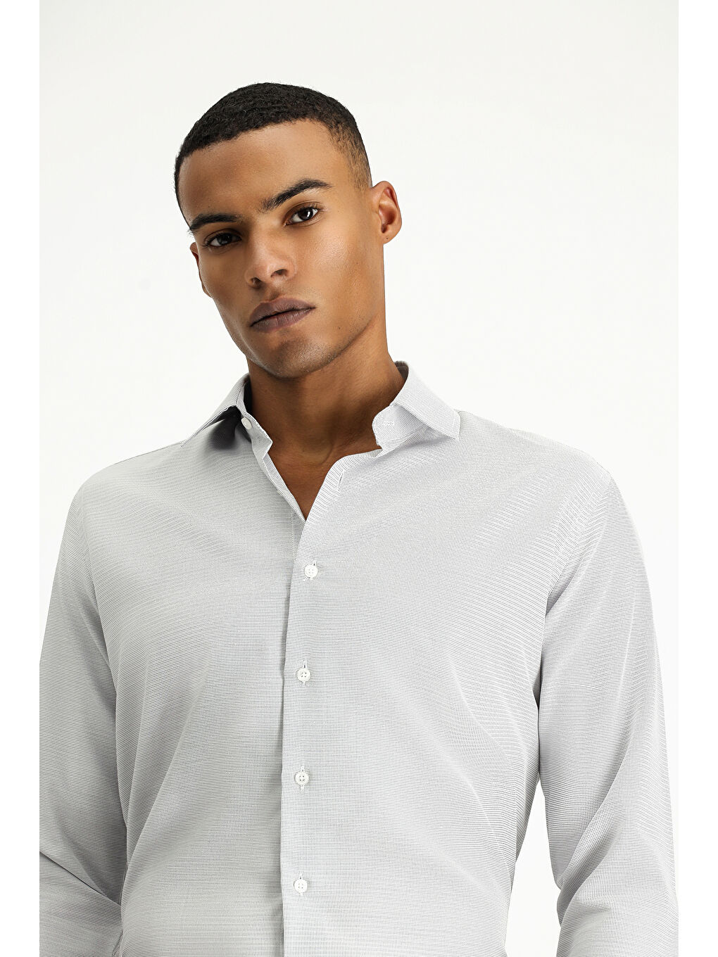 Siyah Uzun Kol Slim Fit Dar Kesim Klasik Desenli Pamuklu Kolay Ütülenebilir Gömlek