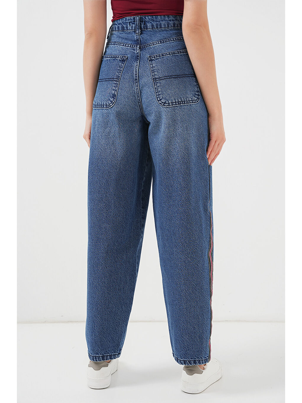 Kadın Baggy Jean Pantolon 6700   Lacivert-6