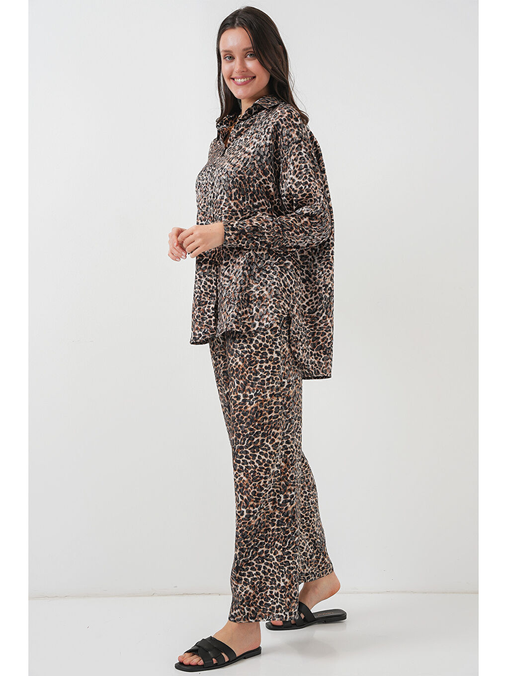 6699 Leopar Desenli Alt Üst Takım - C. Kahverengi-2