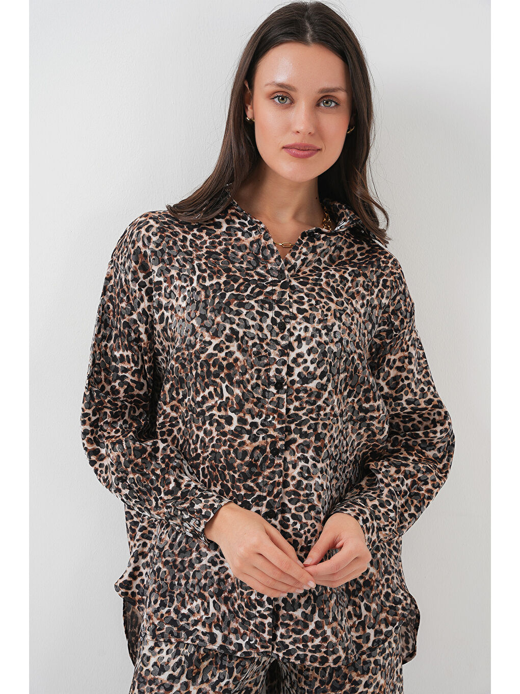 6699 Leopar Desenli Alt Üst Takım - C. Kahverengi-3