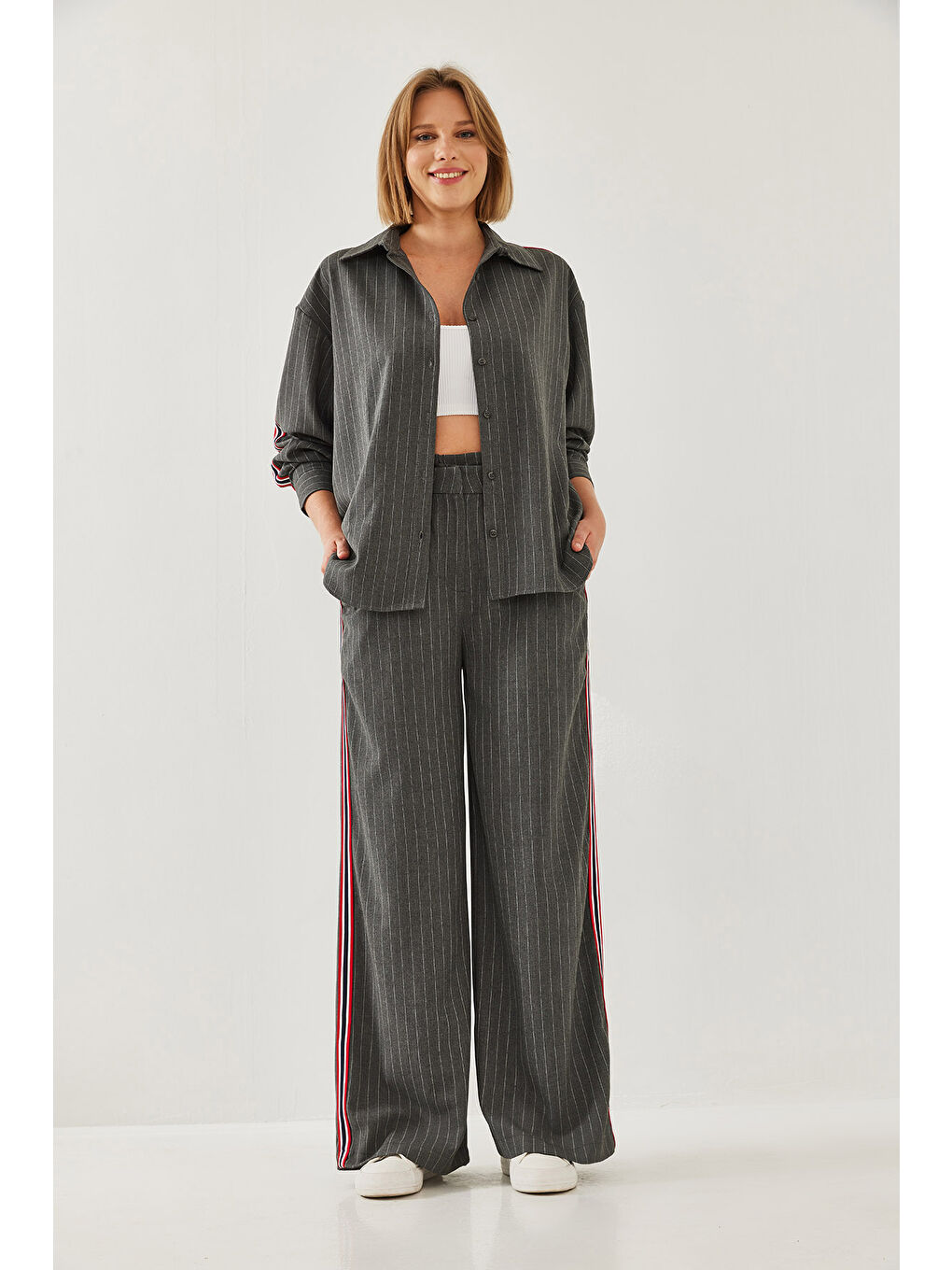 Antrasit Kadın Şeritli İkili Takım-5