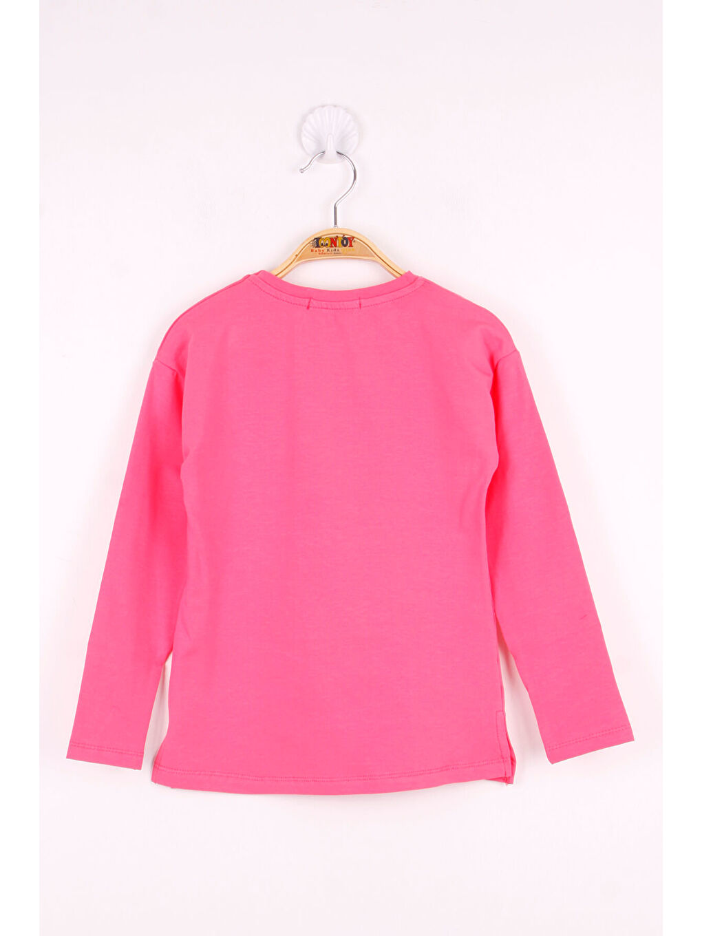 Fuşya Kız Çocuk Kedi Baskılı T-Shirt-1