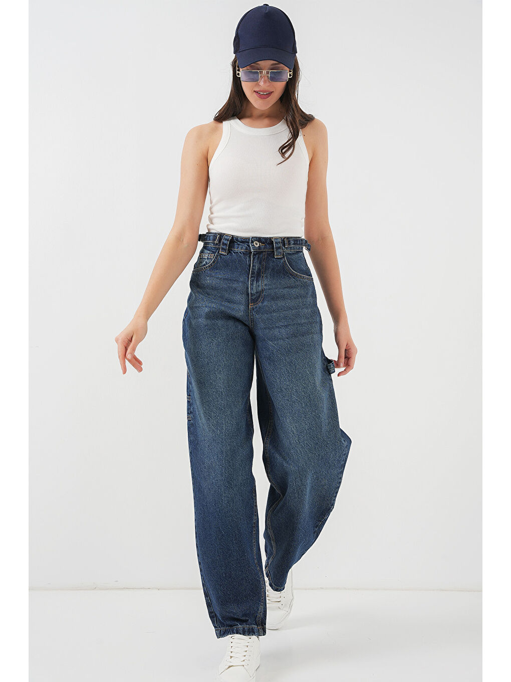 Kadın Yüksek Bel Jean Pantolon 6701   Lacivert