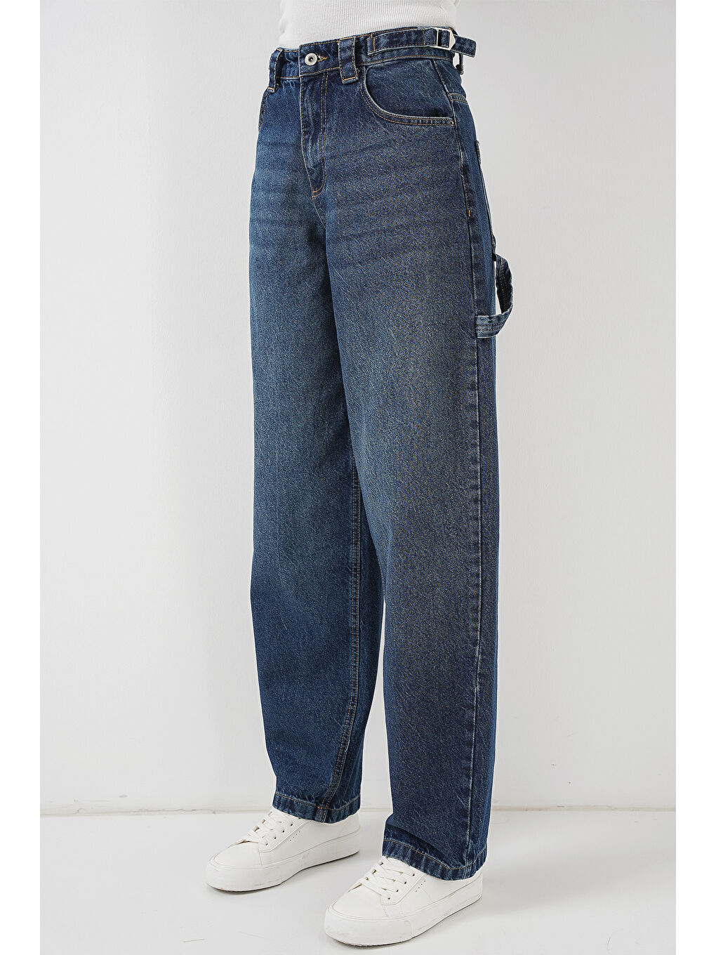 Kadın Yüksek Bel Jean Pantolon 6701   Lacivert-1