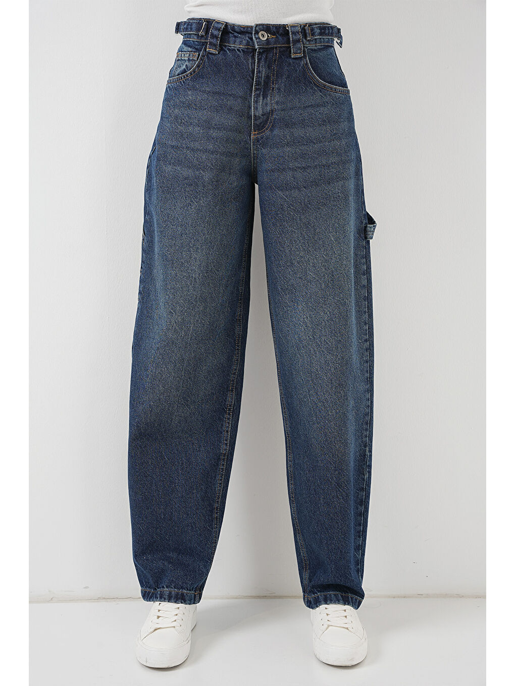 Kadın Yüksek Bel Jean Pantolon 6701   Lacivert-3