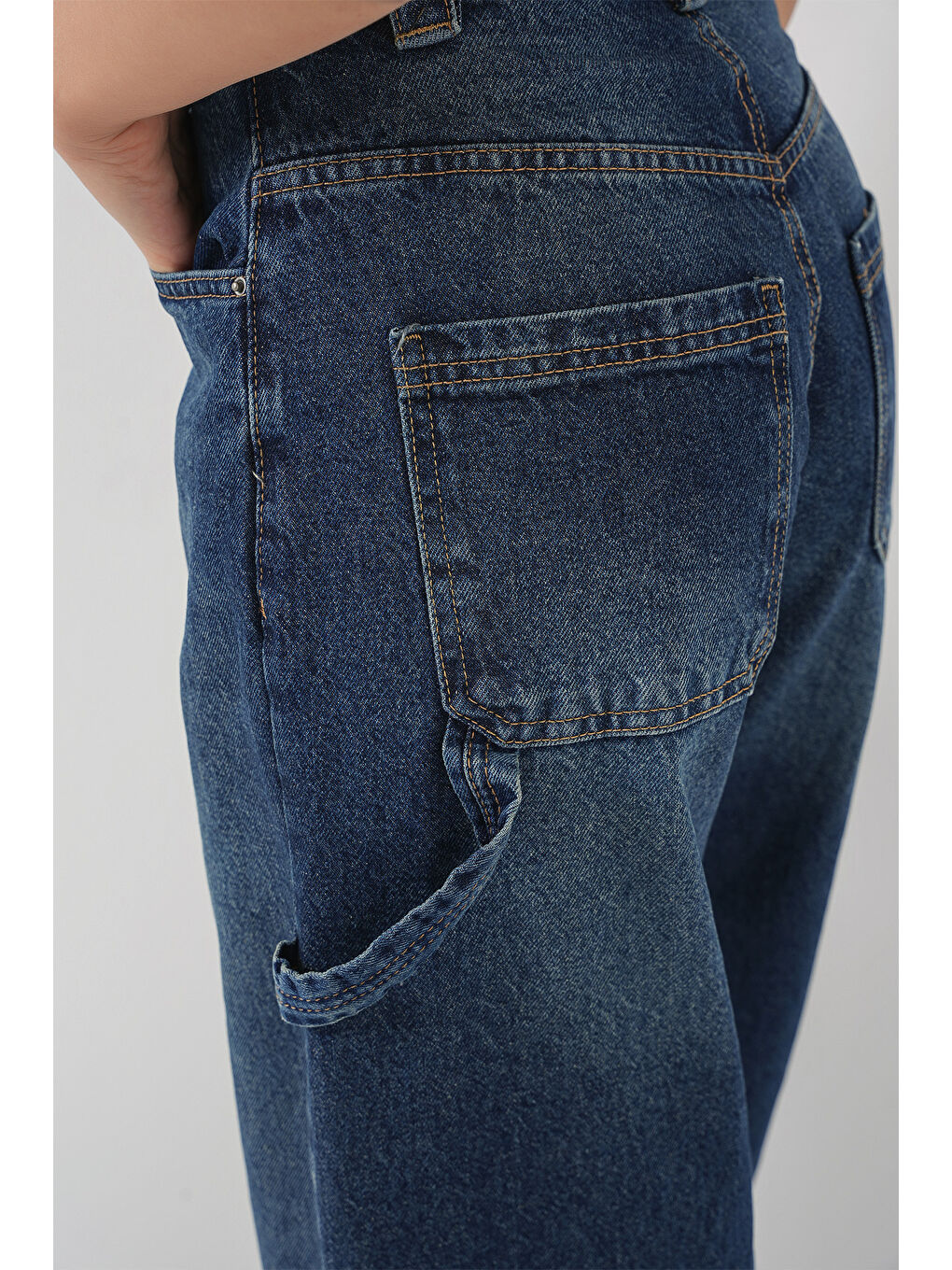 Kadın Yüksek Bel Jean Pantolon 6701   Lacivert-4