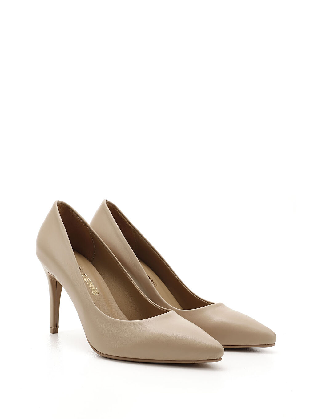 Bej Kadın AÇIK NUDE Sivri Burun İnce Topuklu Hakiki Deri Stiletto-1