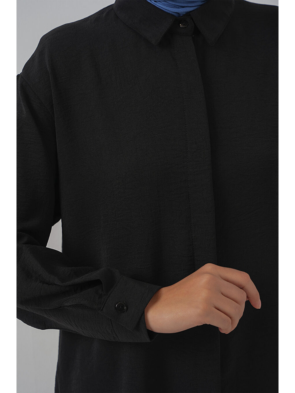 Kadın Uzun Gömlek Tunik 5945 - Siyah-4