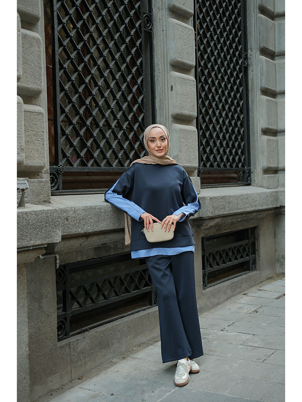 Kadın Gömlek Detay İkili Takım Lacivert-1