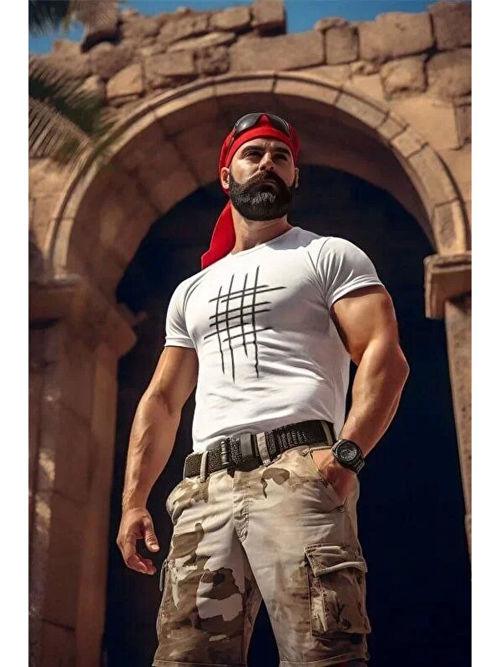 Unisex Bisiklet Yaka Baskılı Oversize T-Shirt - Beyaz