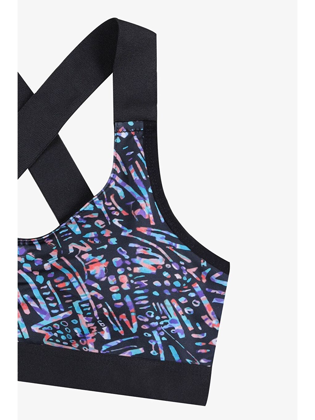 Siyah Kadın Dijital Baskılı Sporcu Büstiyer-2