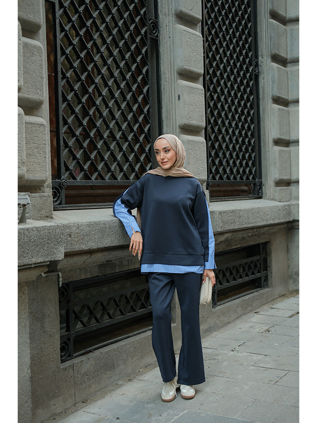 Kadın Gömlek Detay İkili Takım Lacivert-3