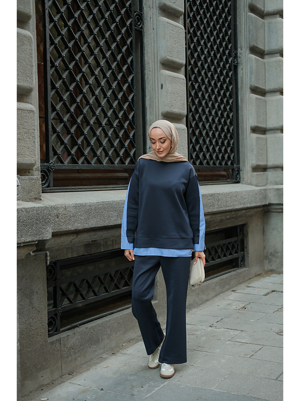 Kadın Gömlek Detay İkili Takım Lacivert-4