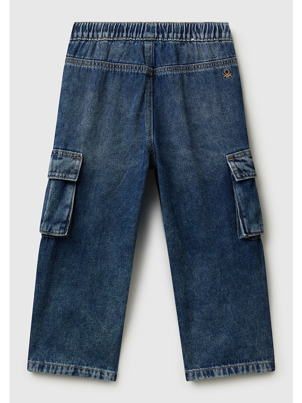 Erkek Çocuk Koyu Mavi Arkası Logo Detaylı Yan Cepli Büzgü İpli Denim Pantolon-1