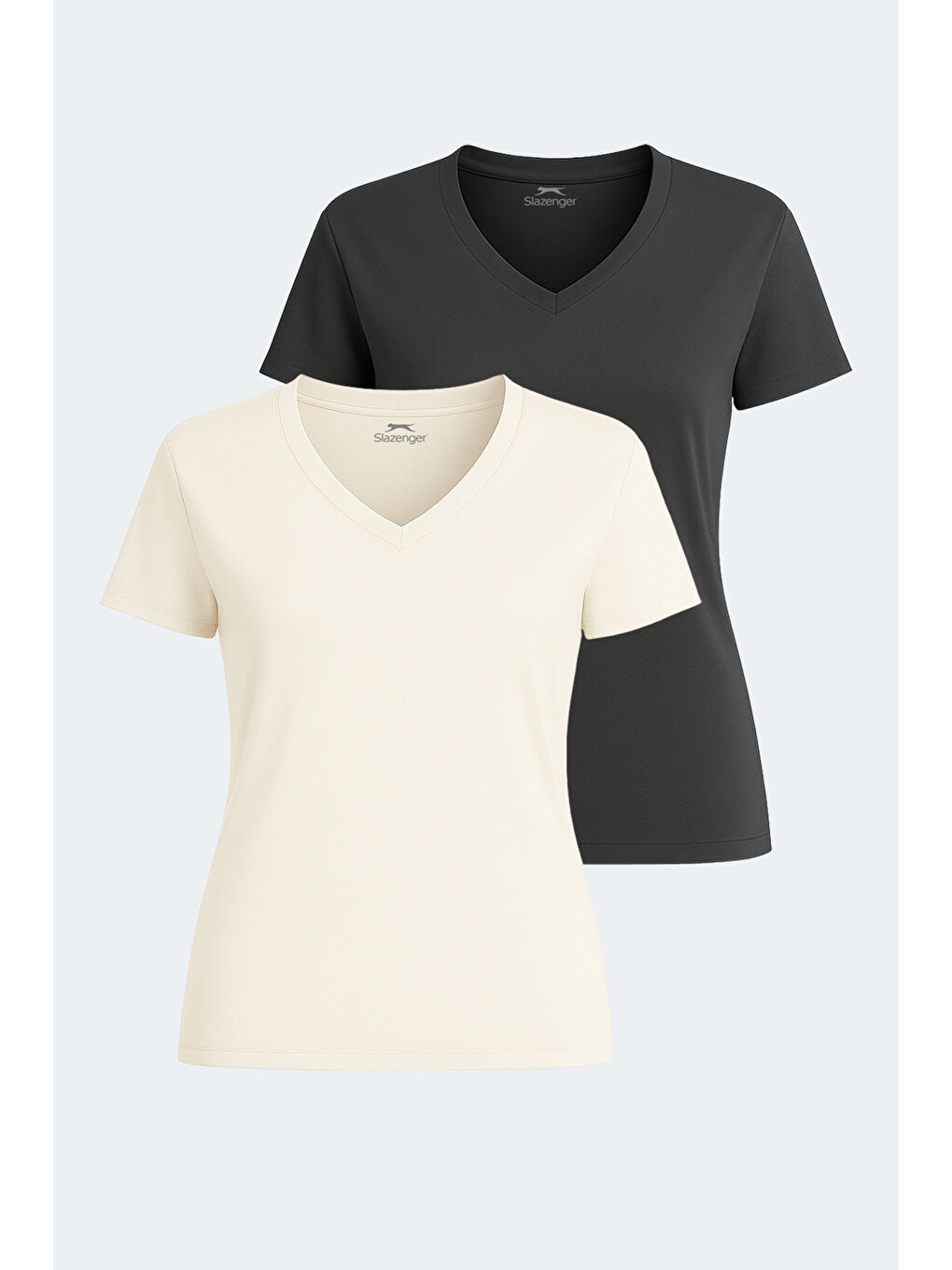 Karışık PERICAS 2 li Set Kadın Ekru - Koyu Gri Tişört