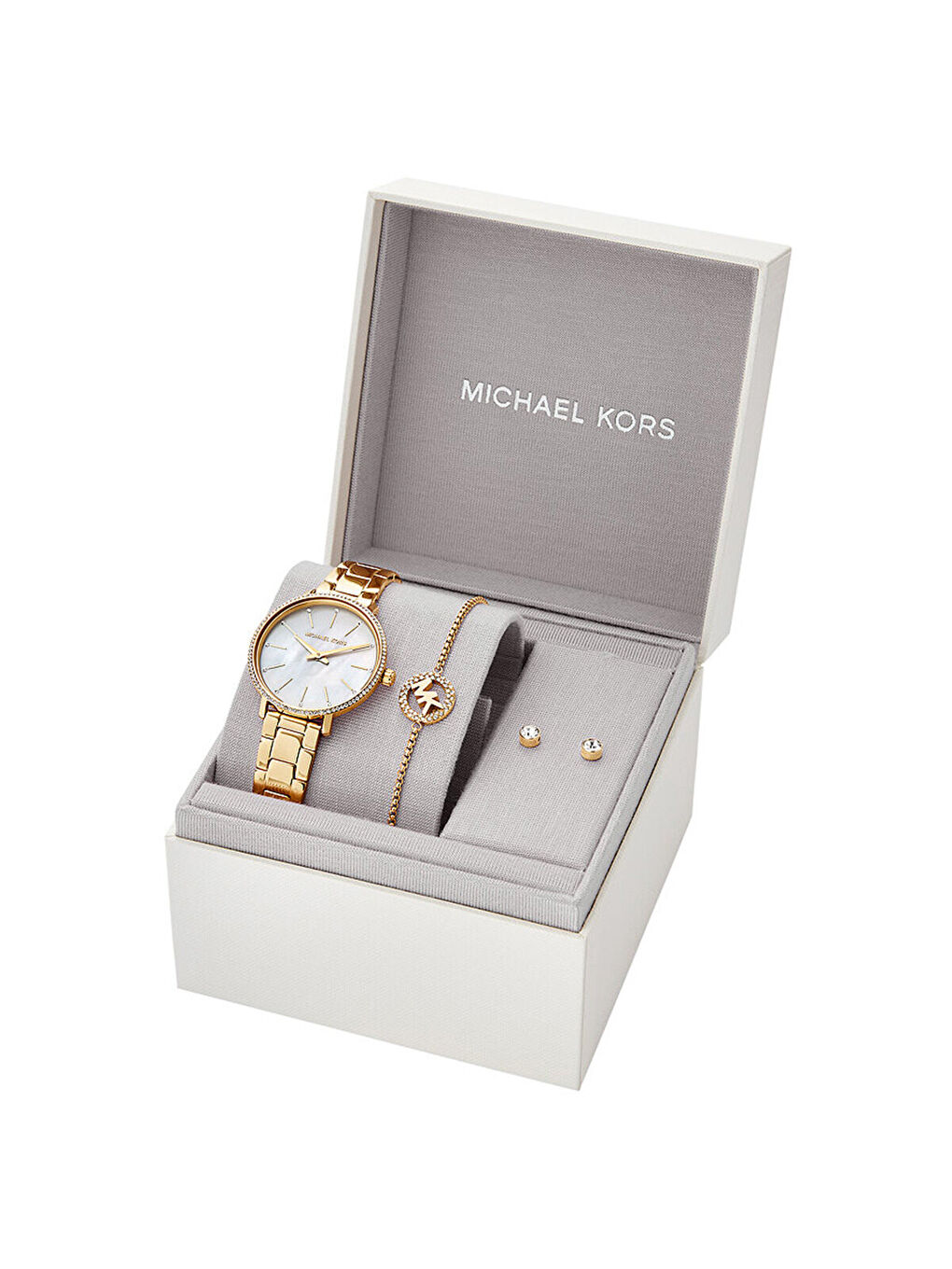 Sarı MK1065SET Kadın Kol Saati Bileklik ve Küpe Seti-3
