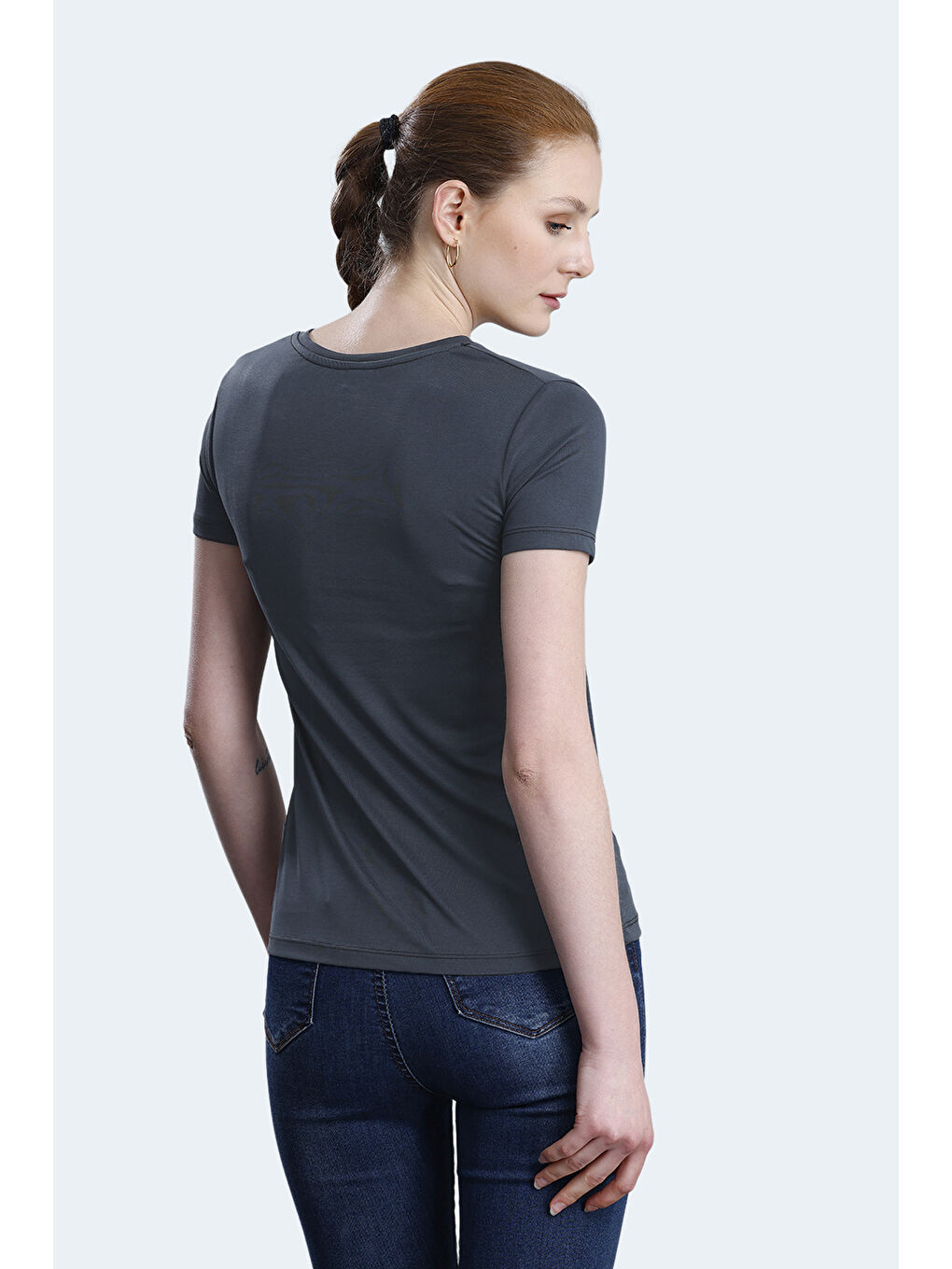 Karışık PERICAS 2 li Set Kadın Ekru - Koyu Gri Tişört-4