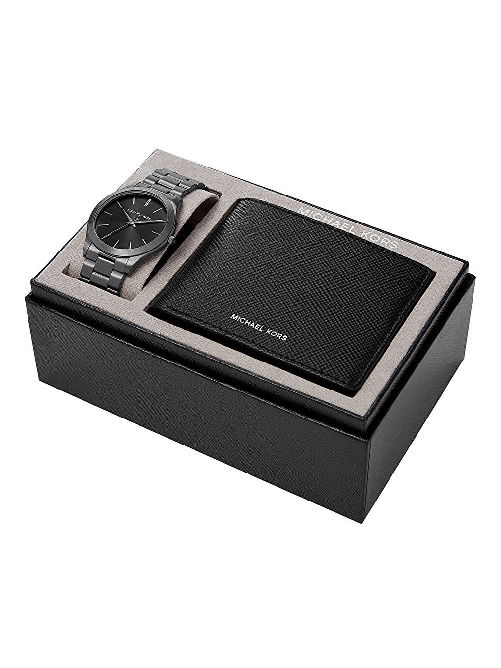 Gri MK1044 Erkek Set Kol Saati ve Cüzdan Seti