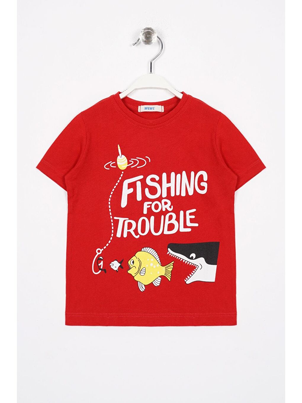 Kırmızı Bisiklet Yaka Born To Be Yazı Baskılı Erkek Çocuk Tişört