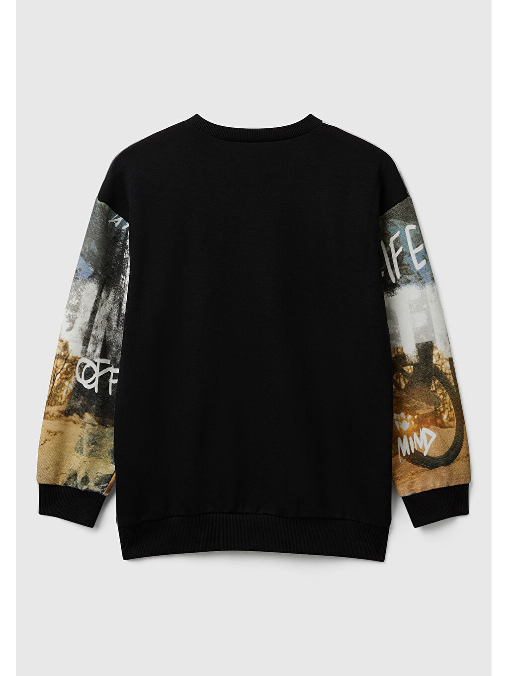 Karışık Erkek Çocuk Çok Renkli Önü ve Kolları Baskılı Bisiklet Yaka Oversize Sweatshirt-1