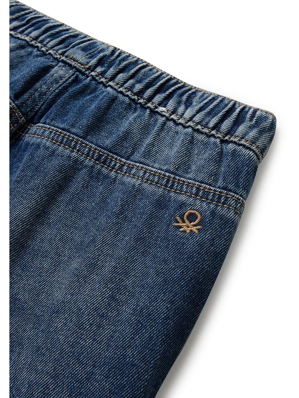 Erkek Çocuk Koyu Mavi Arkası Logo Detaylı Yan Cepli Büzgü İpli Denim Pantolon-2