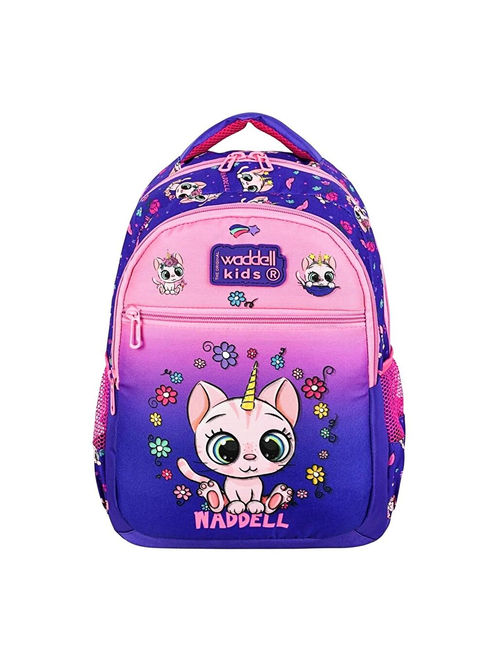 3 Bölmeli İlkokul Çantası ve Beslenme Çantası Kedi Pembe-Mor 24304-2