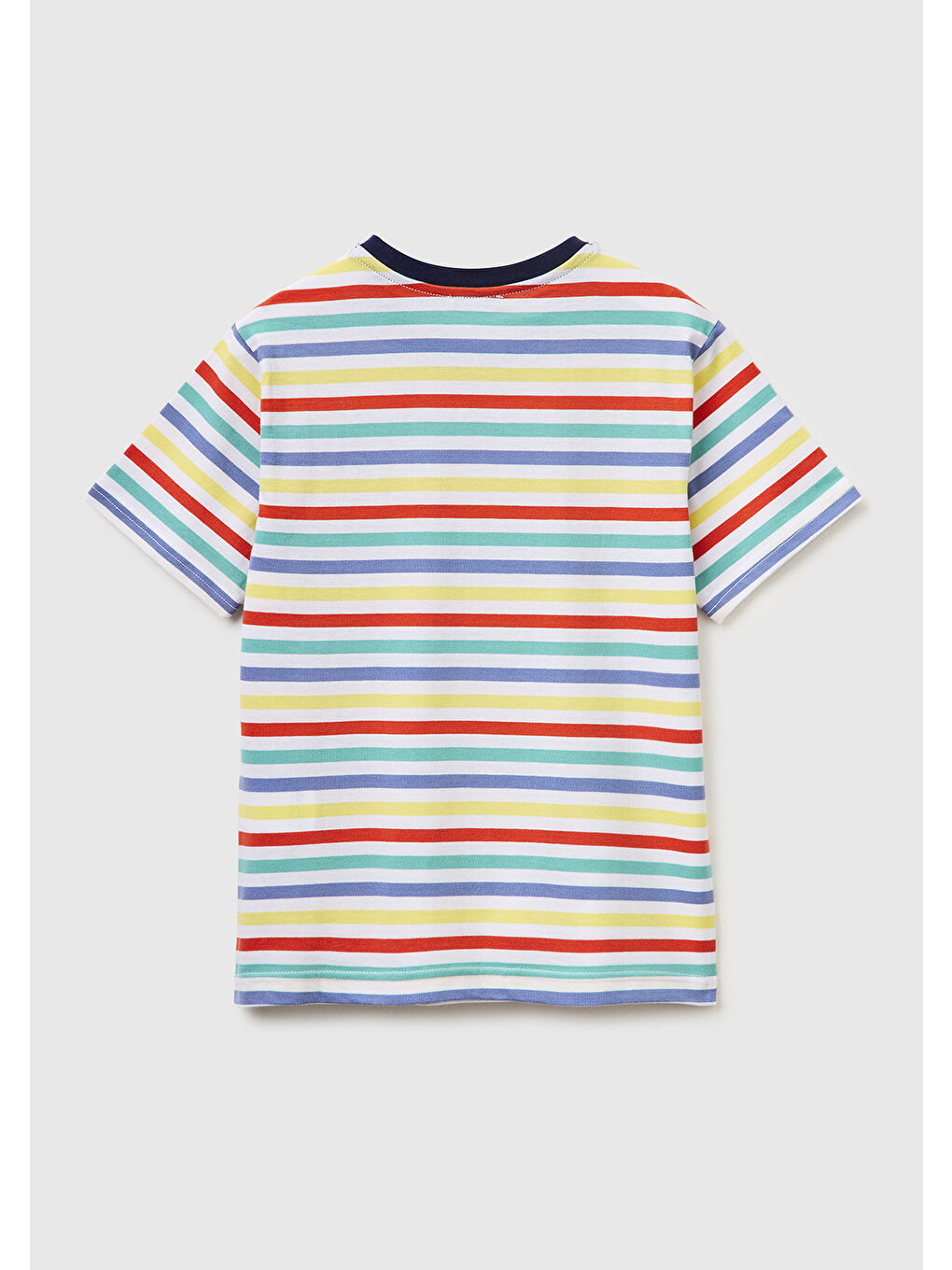 Karışık Erkek Çocuk Açık Mix Çok Renkli Logo İşlemeli Çizgili T-Shirt-1