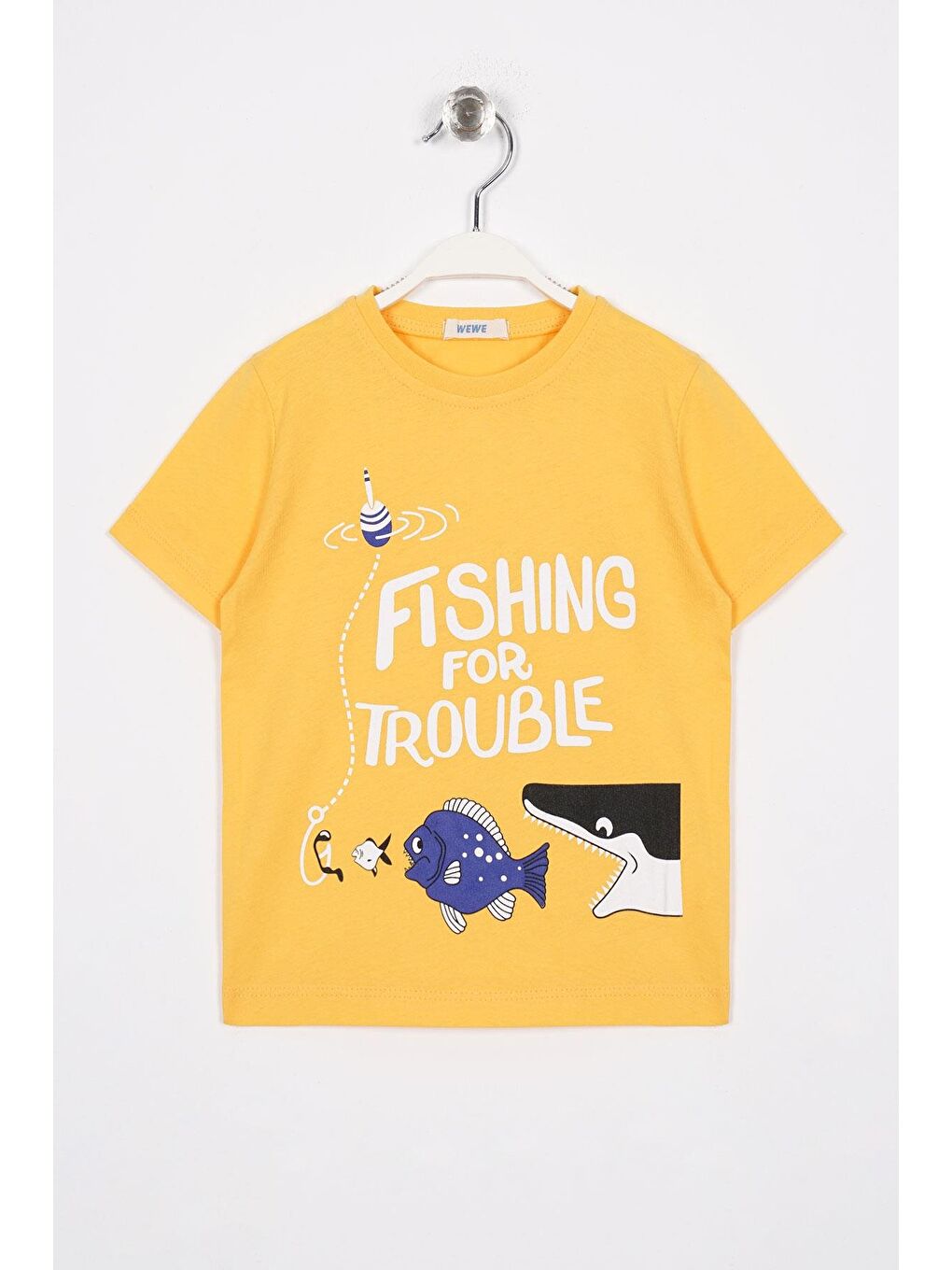 Sarı Bisiklet Yaka Born To Be Yazı Baskılı Erkek Çocuk Tişört