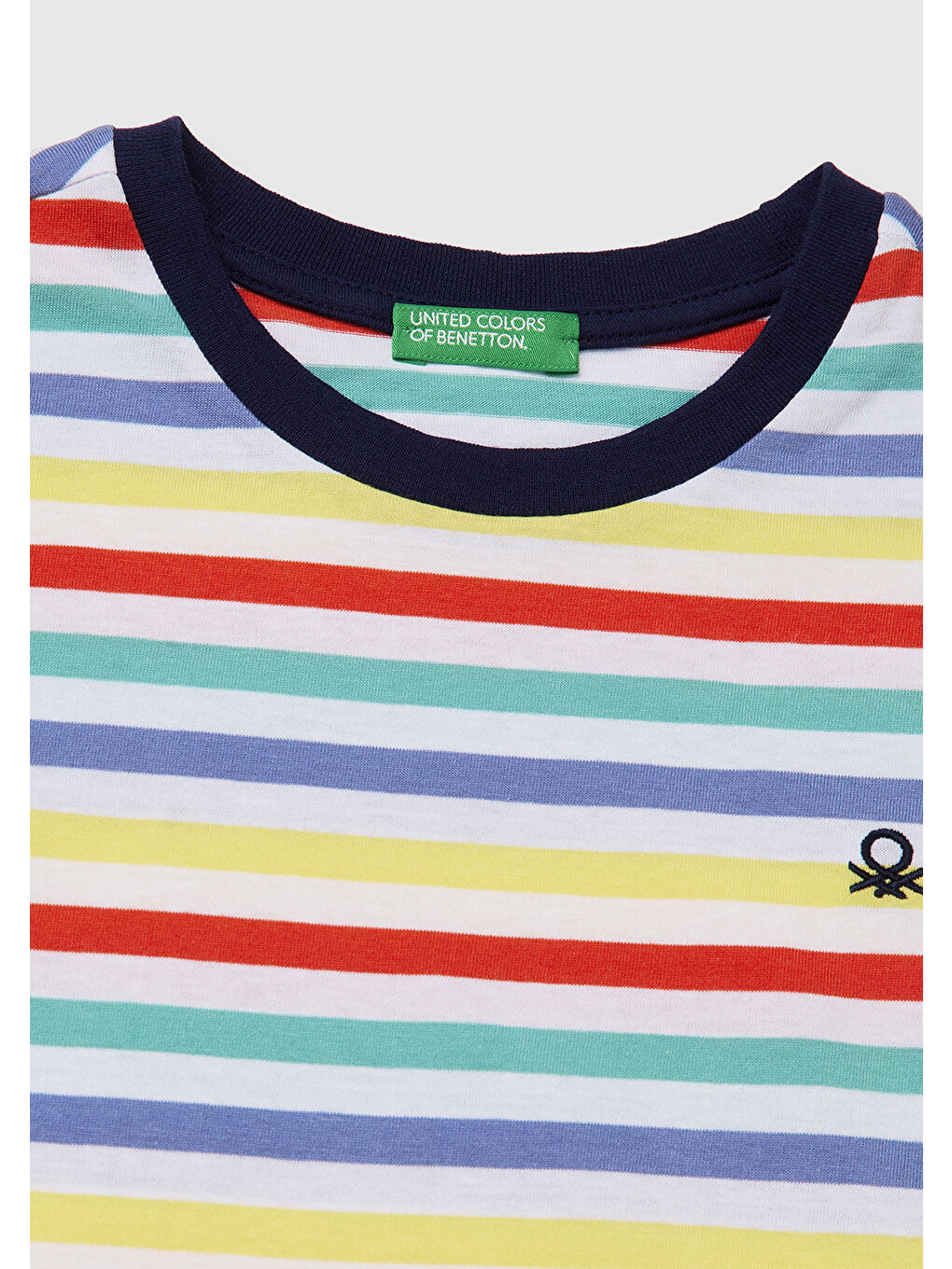Karışık Erkek Çocuk Açık Mix Çok Renkli Logo İşlemeli Çizgili T-Shirt-2
