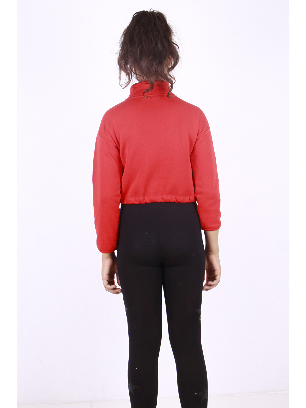Kırmızı Kız Çocuk Fermuarlı Sweatshirt-2