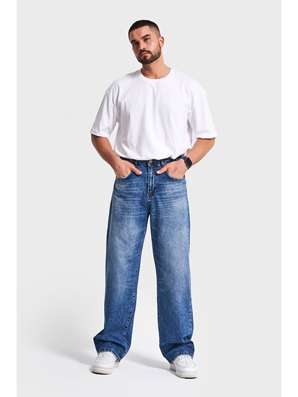 Erkek Mavi Jean Rengi 4w5-5 TT25 Relaxed Baggy Fit İç Boy 80cm Rahat Kesim %100 Pamuk Denim Jean-2