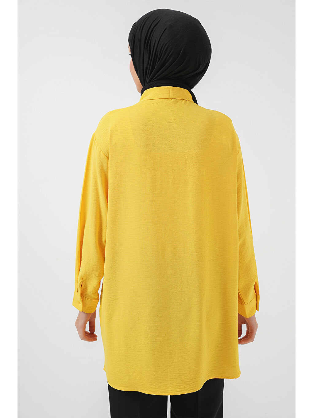Kadın Uzun Gömlek Tunik 5945 - Sarı-4