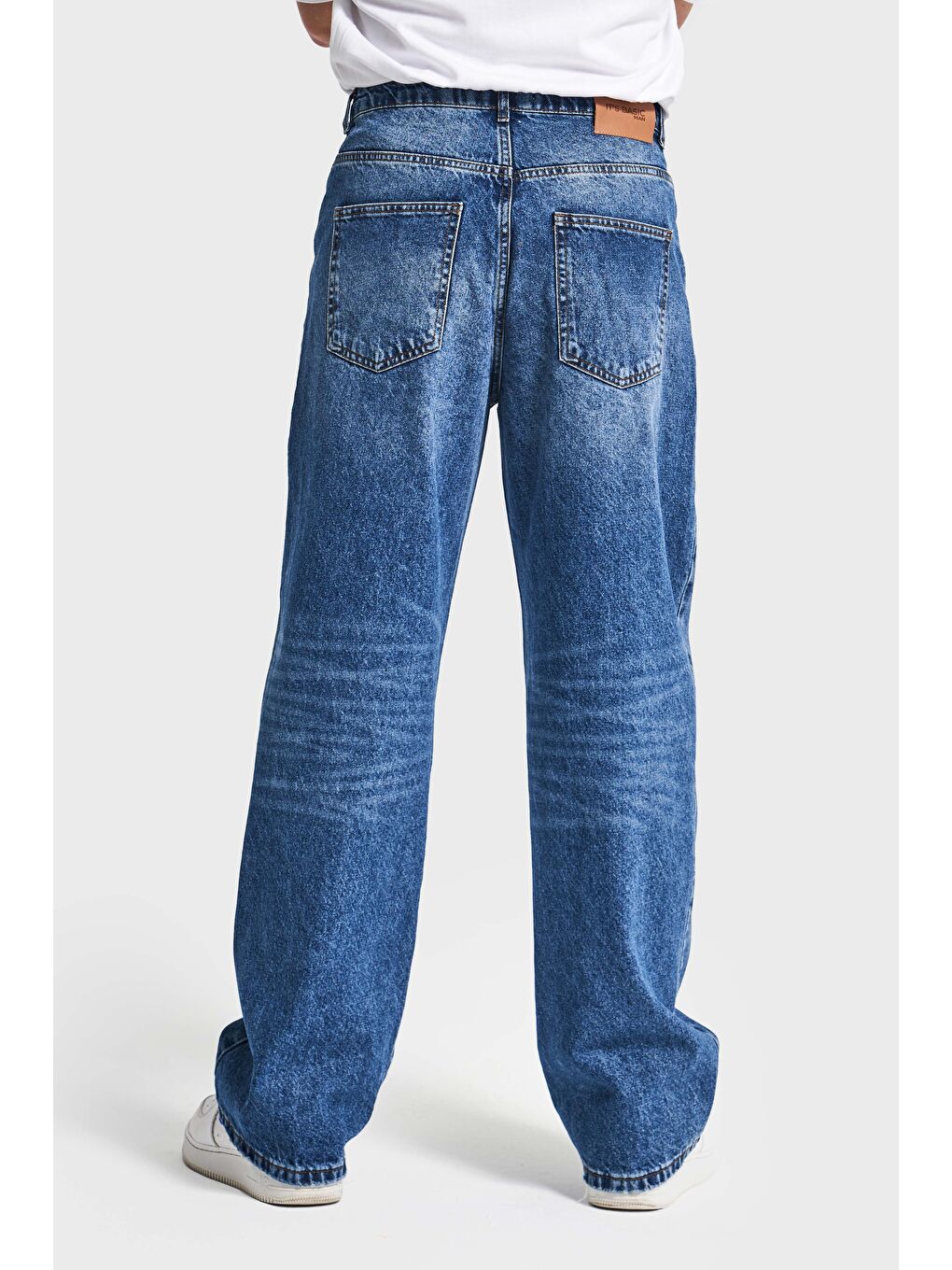 Erkek Mavi Jean Rengi 4w5-5 TT25 Relaxed Baggy Fit İç Boy 80cm Rahat Kesim %100 Pamuk Denim Jean-3