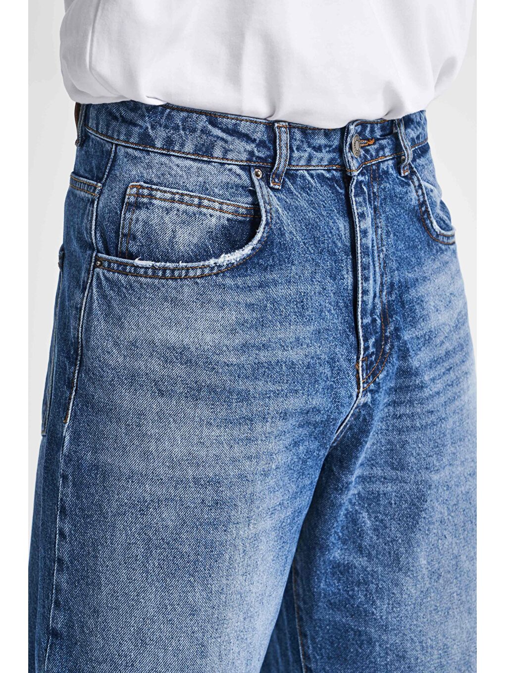Erkek Mavi Jean Rengi 4w5-5 TT25 Relaxed Baggy Fit İç Boy 80cm Rahat Kesim %100 Pamuk Denim Jean-4