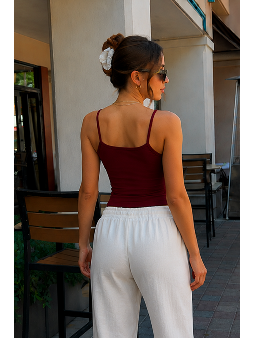 Bordo Kadın Basic İnce Askılı Dar 3 Lü Crop Bluz-1