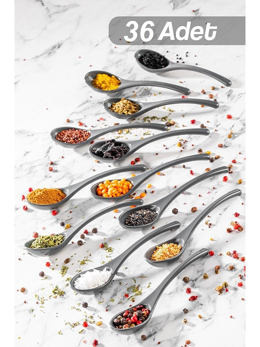 36 Adet Baharat Kaşığı Şeker Reçel Baharatlık Kaşığı Antrasit