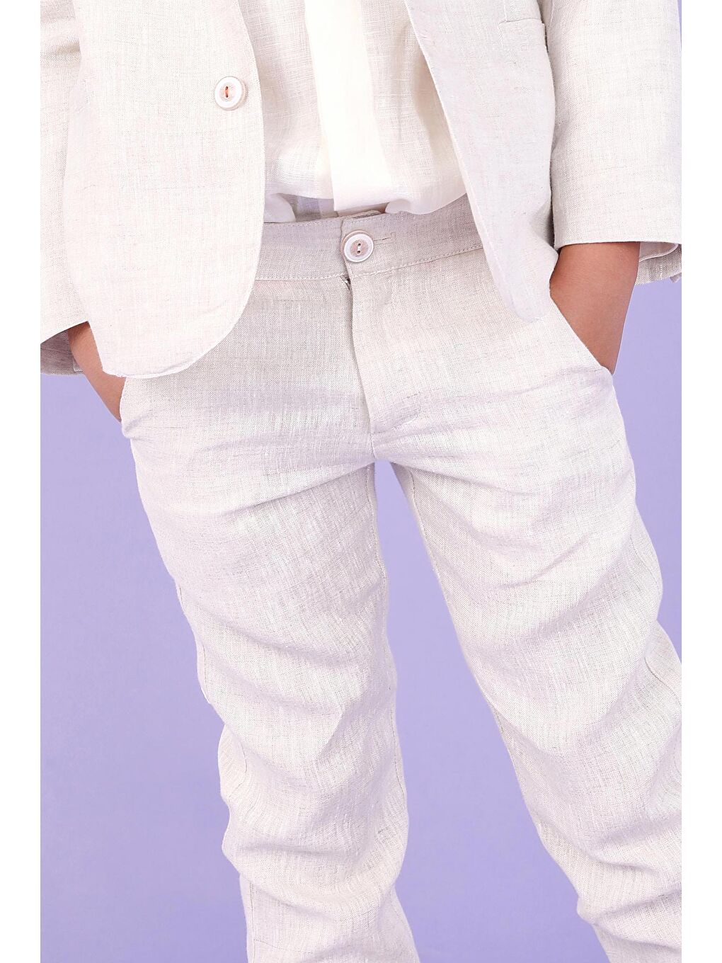 Beyaz Kız Çocuk Pantolon-3