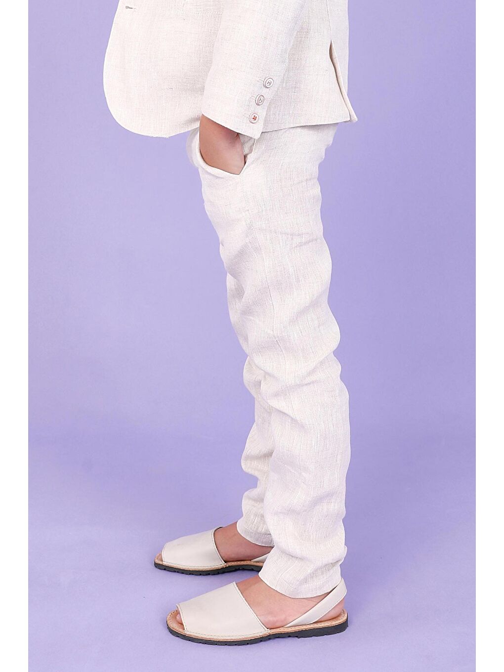 Beyaz Kız Çocuk Pantolon-4