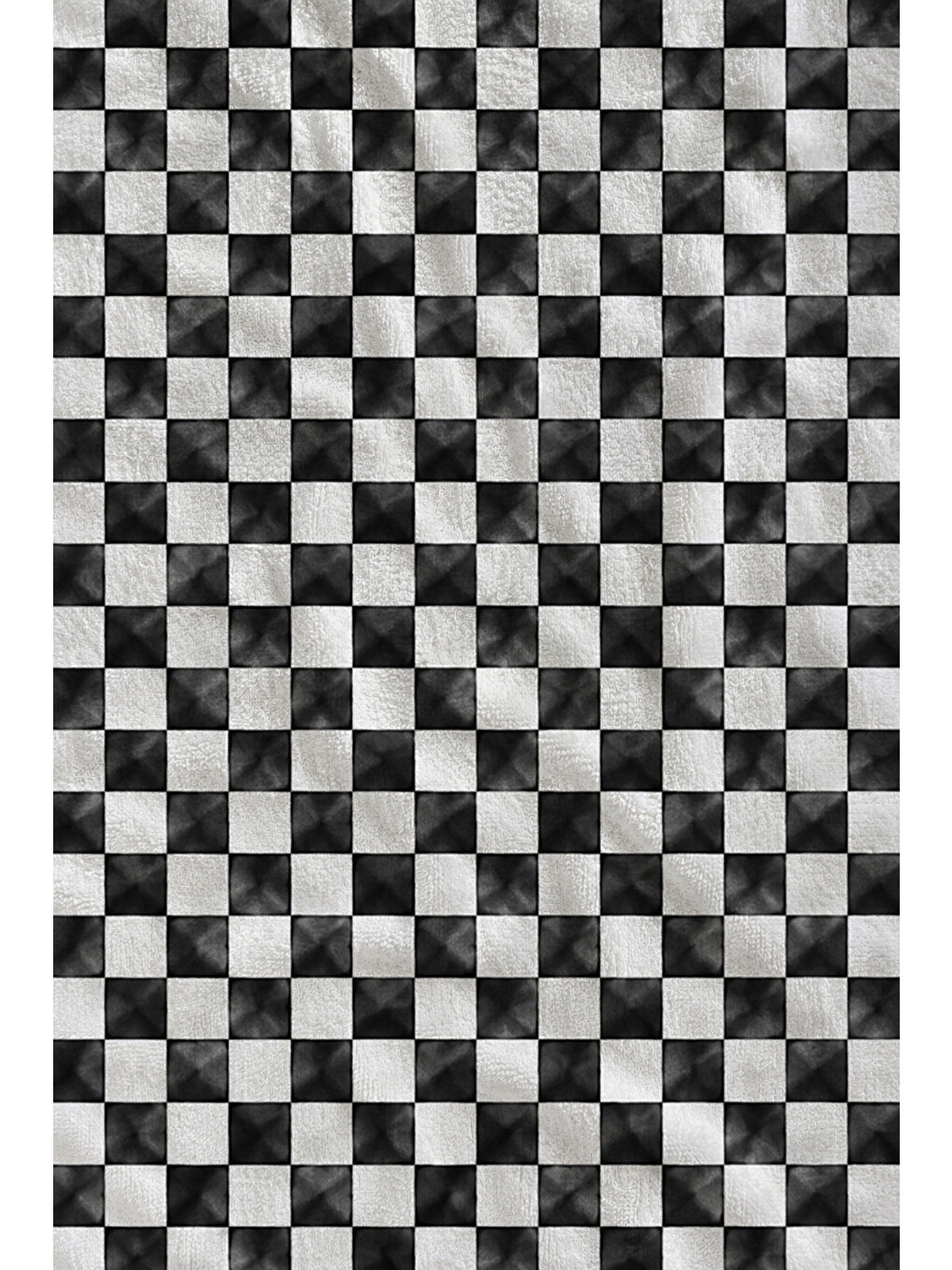 Modern Siyah Beyaz Damalı Kareli Desenli 70x150 Plaj Havlusu - Dijital Baskılı Banyo Havlusu-2